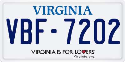 VA license plate VBF7202