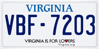 VA license plate VBF7203