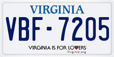 VA license plate VBF7205