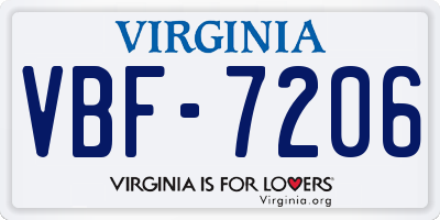 VA license plate VBF7206