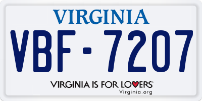 VA license plate VBF7207