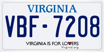 VA license plate VBF7208