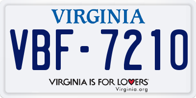 VA license plate VBF7210