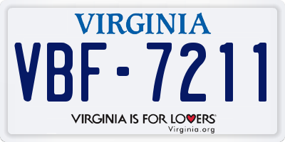 VA license plate VBF7211