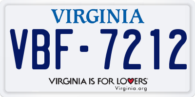 VA license plate VBF7212