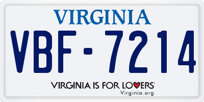VA license plate VBF7214