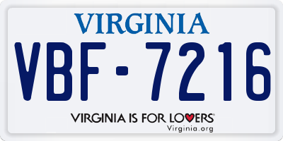 VA license plate VBF7216