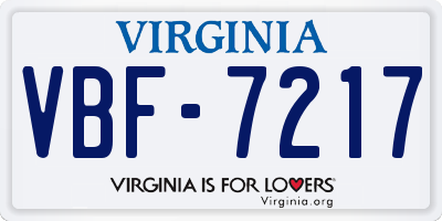 VA license plate VBF7217
