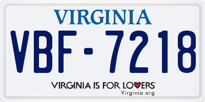 VA license plate VBF7218