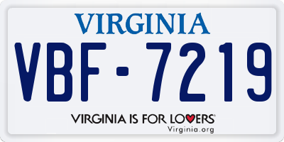 VA license plate VBF7219
