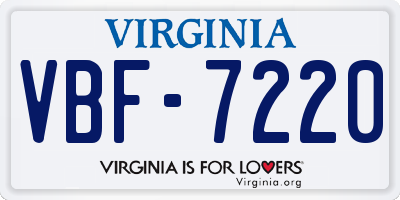 VA license plate VBF7220