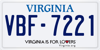 VA license plate VBF7221