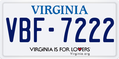 VA license plate VBF7222