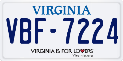 VA license plate VBF7224