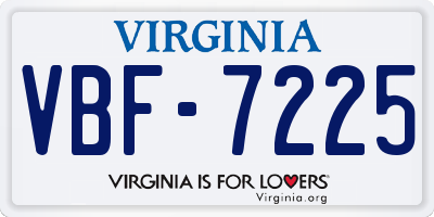 VA license plate VBF7225