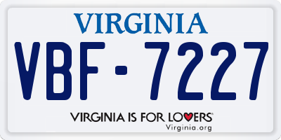 VA license plate VBF7227