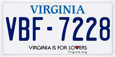 VA license plate VBF7228