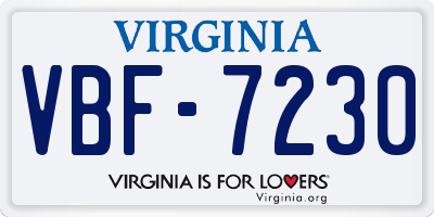 VA license plate VBF7230