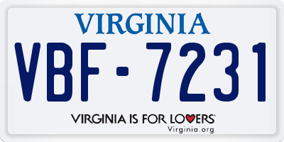 VA license plate VBF7231