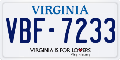 VA license plate VBF7233