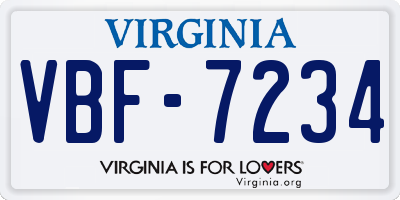 VA license plate VBF7234