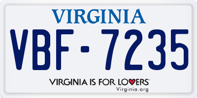 VA license plate VBF7235