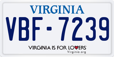 VA license plate VBF7239