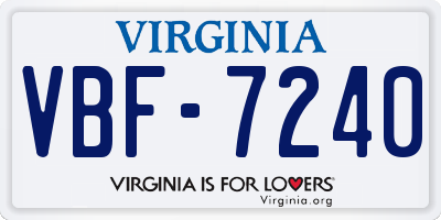 VA license plate VBF7240