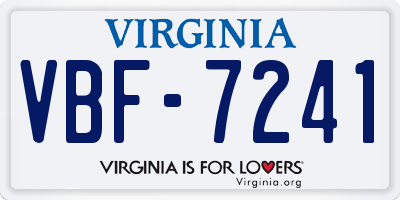 VA license plate VBF7241
