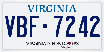 VA license plate VBF7242