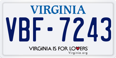VA license plate VBF7243