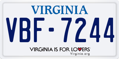 VA license plate VBF7244