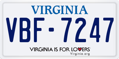 VA license plate VBF7247
