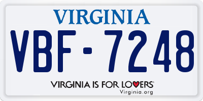 VA license plate VBF7248