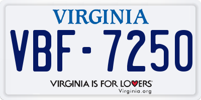 VA license plate VBF7250