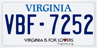 VA license plate VBF7252