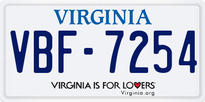 VA license plate VBF7254