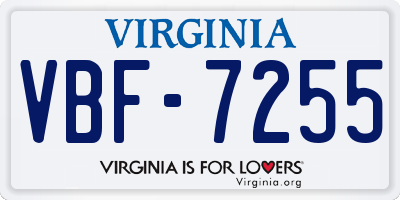 VA license plate VBF7255