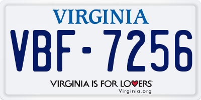VA license plate VBF7256