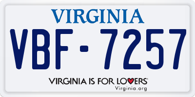 VA license plate VBF7257