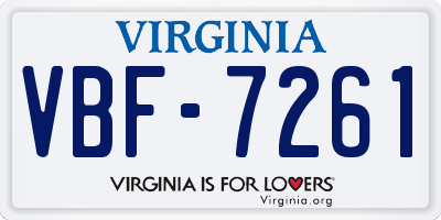 VA license plate VBF7261