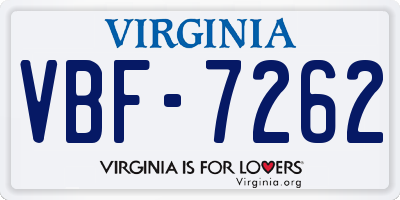 VA license plate VBF7262