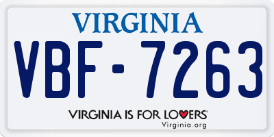 VA license plate VBF7263