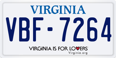VA license plate VBF7264