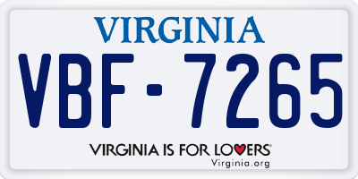 VA license plate VBF7265