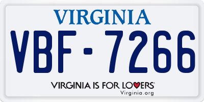 VA license plate VBF7266