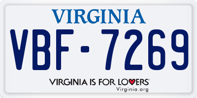 VA license plate VBF7269