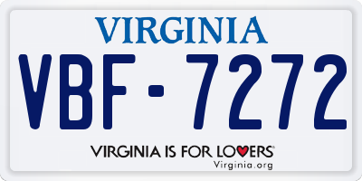 VA license plate VBF7272