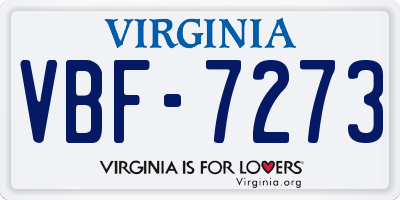 VA license plate VBF7273