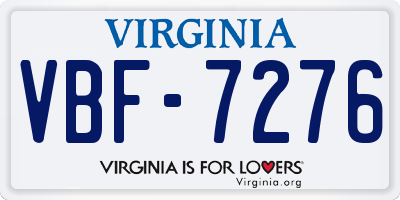 VA license plate VBF7276